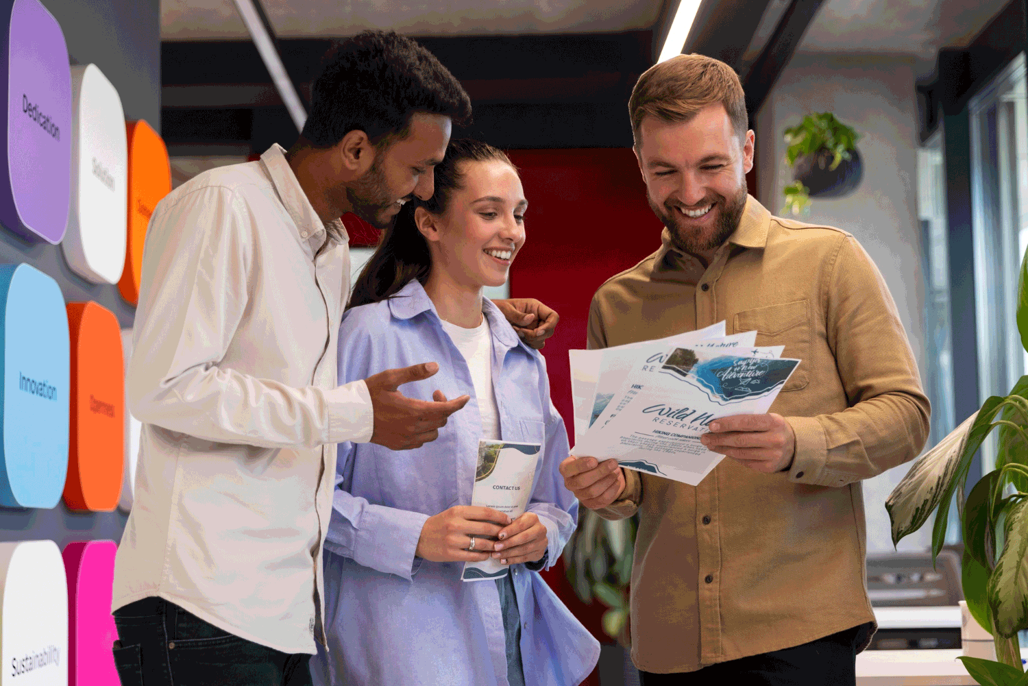 person smiling skywards in urban setting