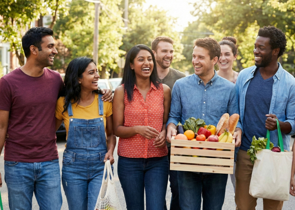 Happy community shopping